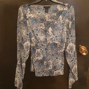 The Limited Blue Paisley Silk Blouse - Small